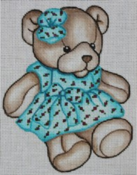 R993 Gray Bear with Turquoise	 5 x 6.25 18 Mesh Robbyn's Nest Designs