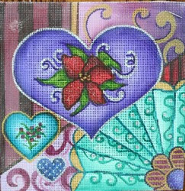 R916 Purple and Teal Hearts w/ fan background 6 x 6	18 Mesh Robbyn's Nest Designs