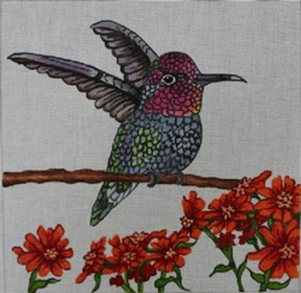 R716 Hummingbird with Orange Flowers		10 x 10	18 Mesh Robbyn's Nest Designs