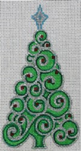 R675 Green/Silver Tree w/Red 3 x 5.5 	18 Mesh Robbyn's Nest Designs