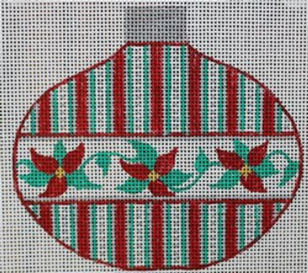 R644 Red/Green/Silver Ornament w/Poinsettia	4.5 x 4 18 Mesh Robbyn's Nest Designs