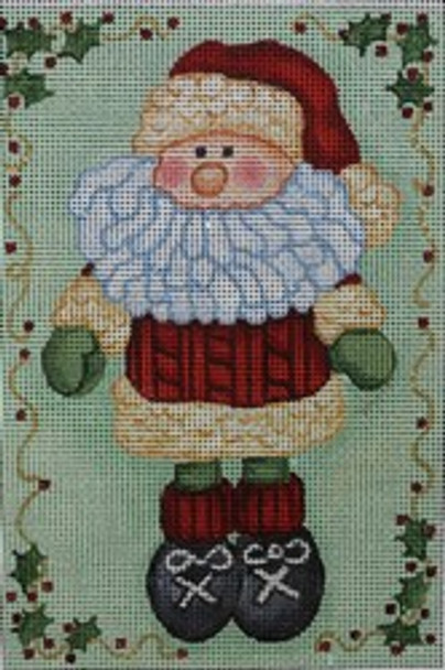 R641 Mint Green Elf Santa w/Holly & Berries 6 x 9	13 Mesh Robbyn's Nest Designs