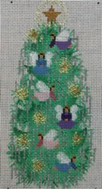 WS340L Angel Tree 18 Mesh 6 x 3  WINNETKA STITCHERY DESIGNS