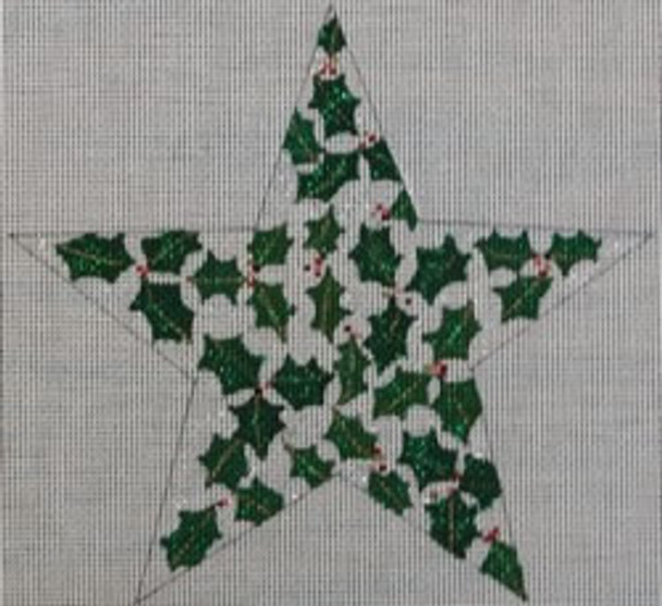 WS896D Star Ornament-Holly 9 x 9 13 Mesh WINNETKA STITCHERY DESIGNS