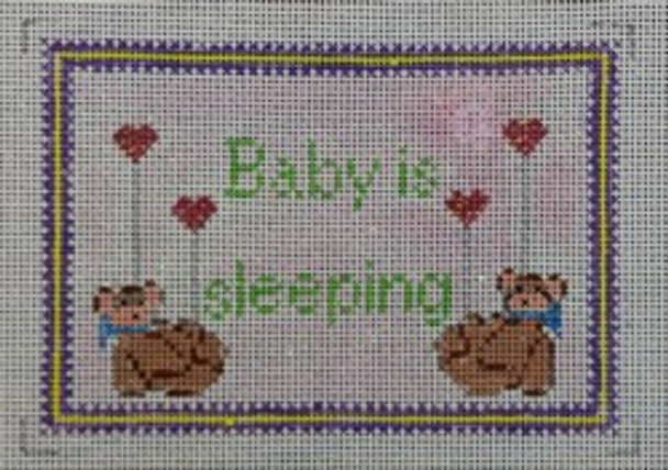 WS899	Bear/ Hearts Baby Sleeping 5.25 x 7.25  13 Mesh WINNETKA STITCHERY DESIGNS