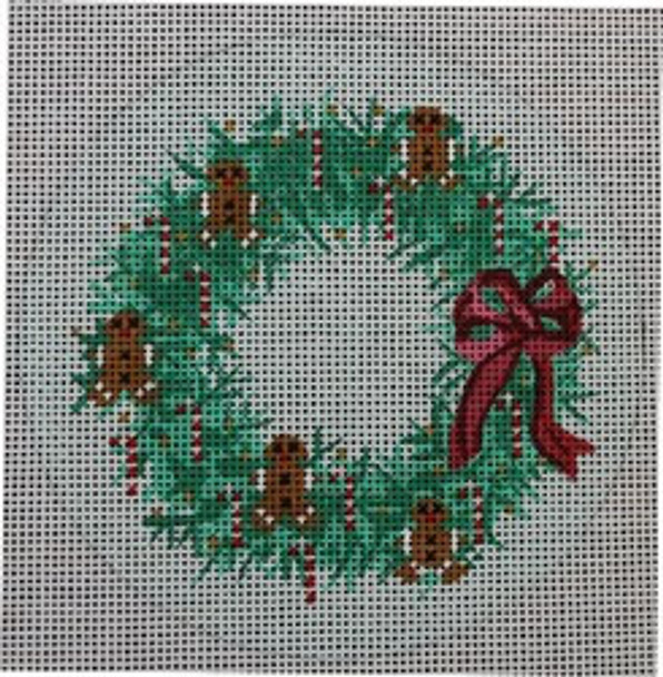 WS905A	Ornament Wreath-Gingerbread 4.5" Round  18 Mesh WINNETKA STITCHERY DESIGNS