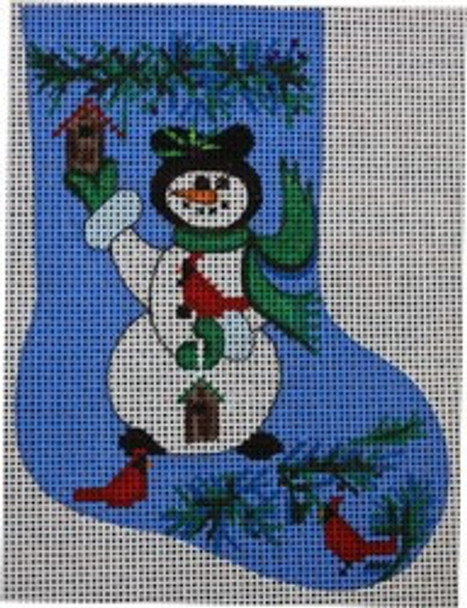 WS908C	Snowman Birds Sock 5 x 3.75   18 Mesh WINNETKA STITCHERY DESIGNS