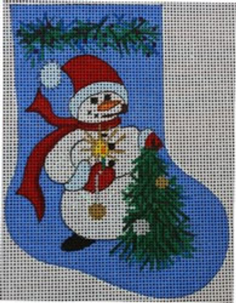 WS908D	Snowman Tree Sock	5 x 3.75	 18 Mesh WINNETKA STITCHERY DESIGNS