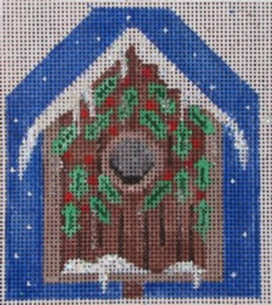 WS738D	Brown Bird House Ornament 	4.5 x 4 18 Mesh WINNETKA STITCHERY DESIGNS