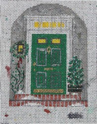 WS739C	Green Door Ornament   4.5 x 4 18 Mesh WINNETKA STITCHERY DESIGNS