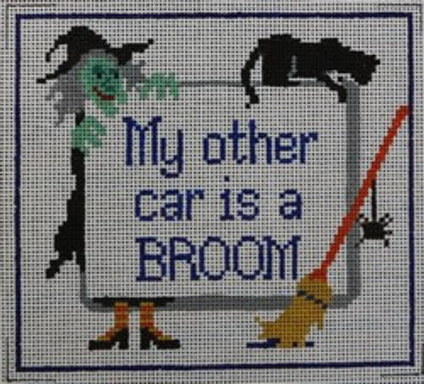 WS629	Other Car is A Broom 6.75 x 11.25 13 Mesh WINNETKA STITCHERY DESIGNS