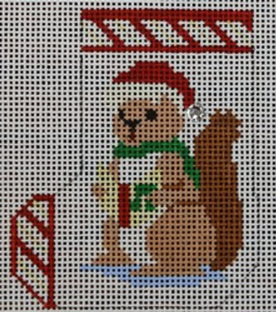 WS555E	Christmas Critter Squirrel 3 x 3	18 Mesh WINNETKA STITCHERY DESIGNS