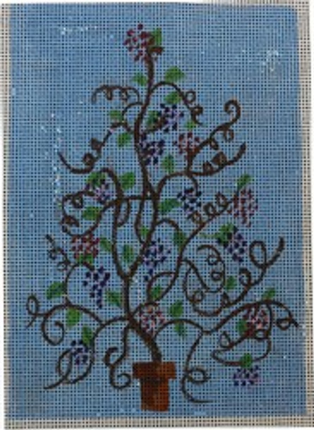 WS877F Grape Vine Tree 6 x 4.5 18 Mesh WINNETKA STITCHERY DESIGNS