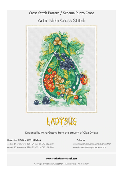 Ladybug Artmishka Counted Cross Stitch Pattern