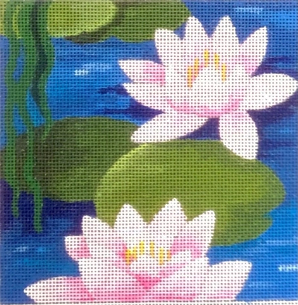HO3331 WATER LILLIES SQUARE 5 inches, 18 mesh Raymond Crawford Designs