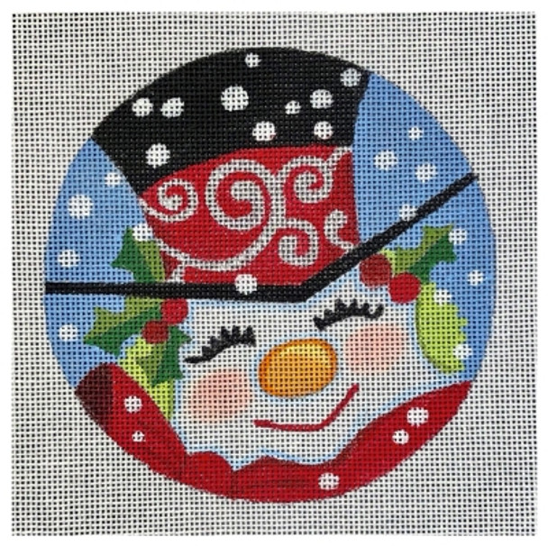 HO3306 5 INCH ROUND SNOWMAN ORNAMENT Raymond 18 Mesh Raymond Crawford Designs