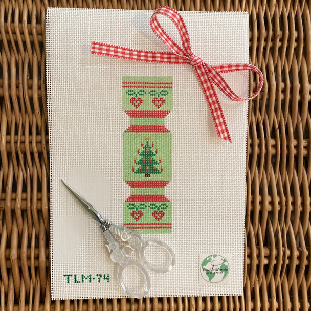 TLM‐74 Christmas Cracker – Candlelit Tree 1.5”W x 5”H 18 Mesh Tout le Monde Needlepoint, LLC