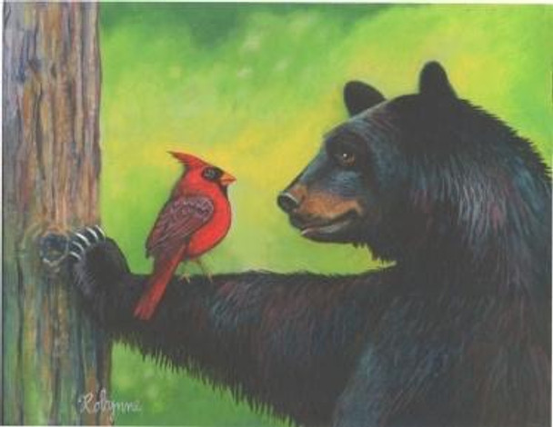 600 series:  608 The Negotiation 10 x 8 13 Mesh Bear Bird Robynne's Nest Artworks/Robynne Engle-Pirkle Tango & Chocolate