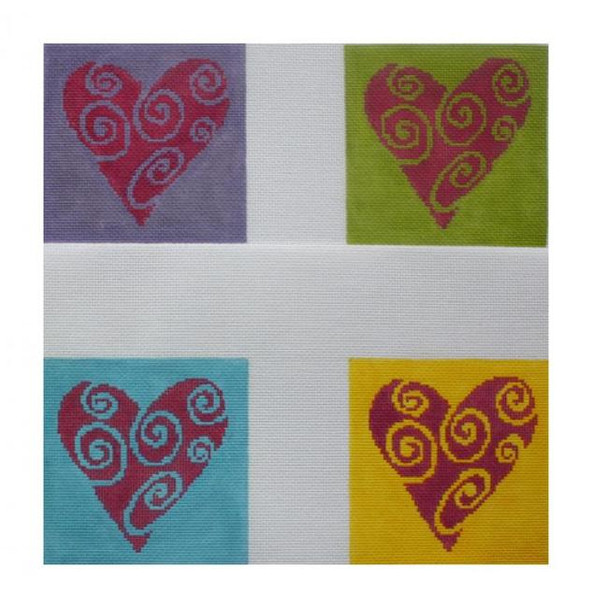 DH3664C - Hearts a Flutter on Blue Bottom Left  4 x 4"   18 ct.    Coaster Elements Designs