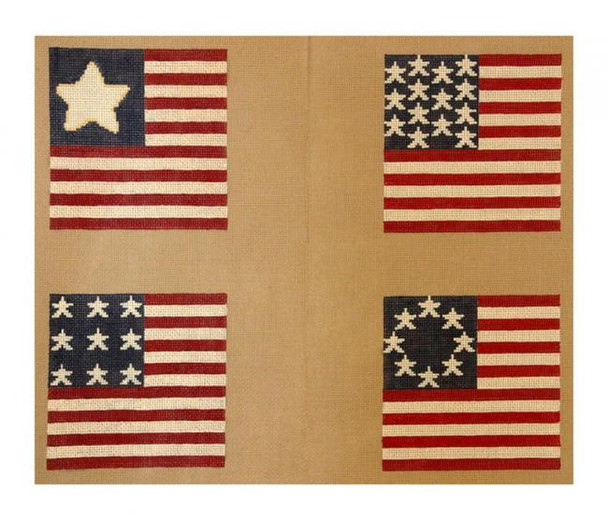 DH3635C - Stars & Stripes Square C - One Star Top Left 4 x 4    18 ct. Coasters Elements Designs 