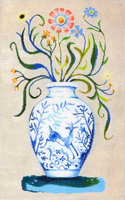 AT-201 Vase With Deer 10 x 16 18 Mesh Adam Trest