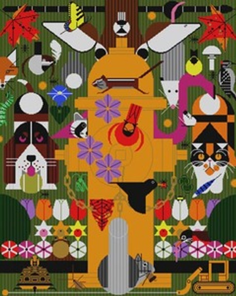 Biodiversity In The Burbs Brazil Poster HC-B206 Charley Harper 18 Mesh 27 1⁄2 x 34 1⁄2 With Stitch Guide by Suzanne Howren & Lori Maza