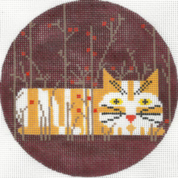 Ornament HC-O426c Autumn Angel Cat Charley Harper 18 Mesh 5" Round