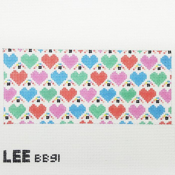 BB91 Colorful Hearts By Vicky Yorke 6"w x 2.75"h - 18 Mesh Lee's Needle Arts