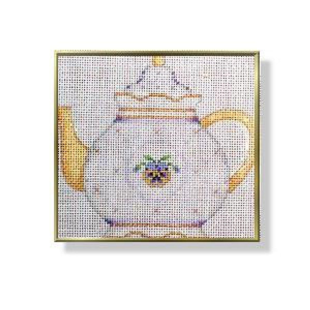 CD270*	Teapot Pansy 3.5" 18 Mesh With Stitch Guide DESIGNS BY CAROL DUPREE Quail Run Design