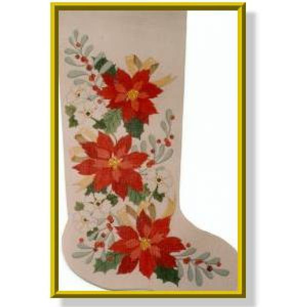 CD922 Poinsettia 23" 13 Mesh Christmas Stocking DESIGNS BY CAROL DUPREE Quail Run Designs
