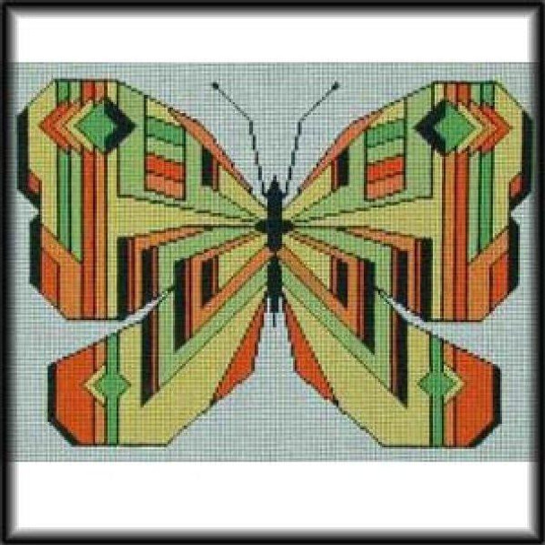 HP1004 Fantasy Butterfly - orange 10" x 7.5" 18 Mesh With Stitch Guide DESIGNS BY JULIE SACKET Quail Run Designs