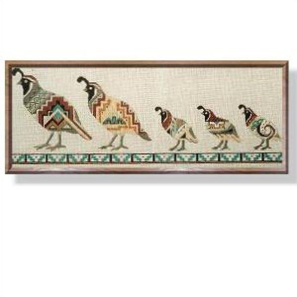 HP1009 All in the Family Quails 19.5 X 7  18 Mesh  DESIGNS BY JULIE SACKET Quail Run Designs
