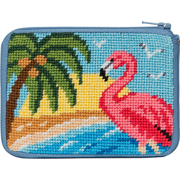 SZ208 CREDIT CARD & COIN PURSE Alice Peterson Stitch And Zip Flamingo