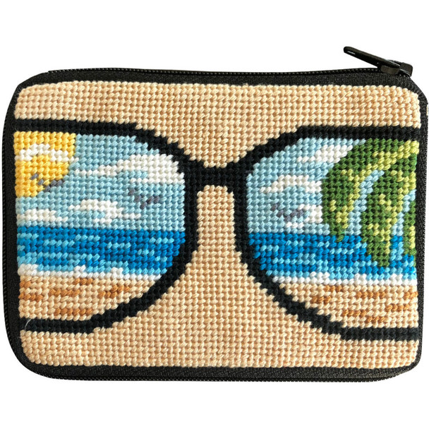 SZ228 Life’s a Beach Sunglass Stitch And Zip CREDIT CARD  And COIN Case