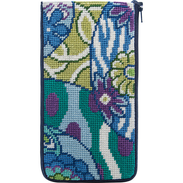 SZ491 IMARI ABSTRACT Alice Peterson Stitch And Zip EYEGLASS CASE