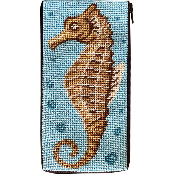 SZ3015 SEAHORSE  Alice Peterson Stitch And Zip EYEGLASS CASE