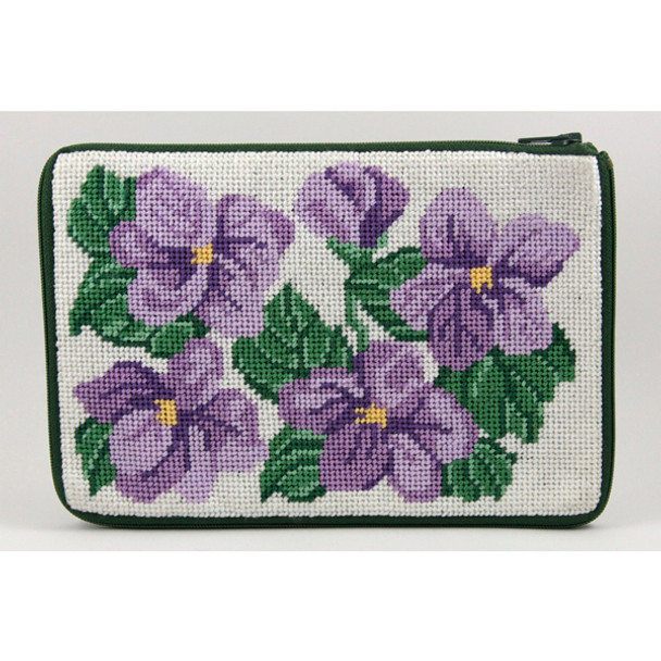 SZ542 Sweet Violets Glories Alice Peterson Stitch And Zip NEEDLEPOINT PURSE 