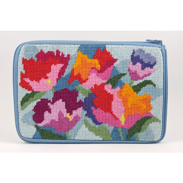 SZ568 Watercolor Poppies Alice Peterson Stitch And Zip NEEDLEPOINT PURSE 