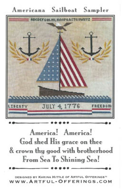 Americana Sailboat Sampler 186w x 183h by Artful Offerings 22-1758 YT AR22188