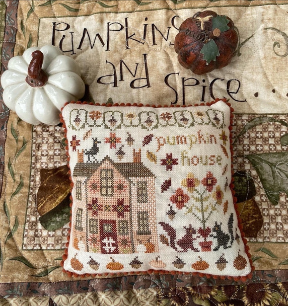 Pumpkin House - Chart 1 of 9 in The Houses on Pumpkin Lane Series 97W x 87H Pansy Patch Quilts & Stitchery 22-2898 YT