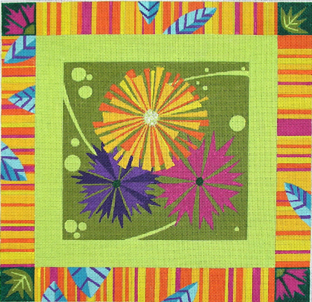 ZE461 Zecca Fireworks or Flowers Zinnia Bunch w/ribbon  1"11" x 11" 18 Mesh