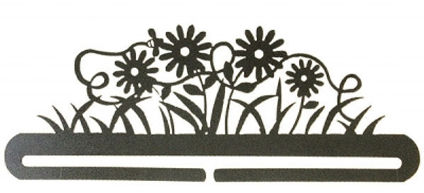 AM33282 Bellpull Ackfeld Manufacturing Daisy & Bee Split Btm - Charcoal turing; Bellpulls - Ackfeld Manufacturing 12"