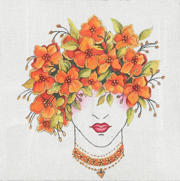 JG-166 Lady in Orange 12×12 18 Mesh Janice Gaynor