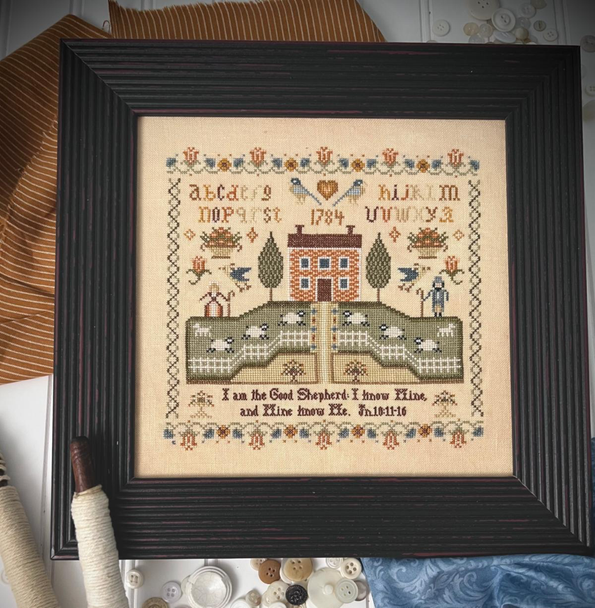 Good Shepherd Sampler 145w x 141h Annie Beez Folk Art 22-2861 YT