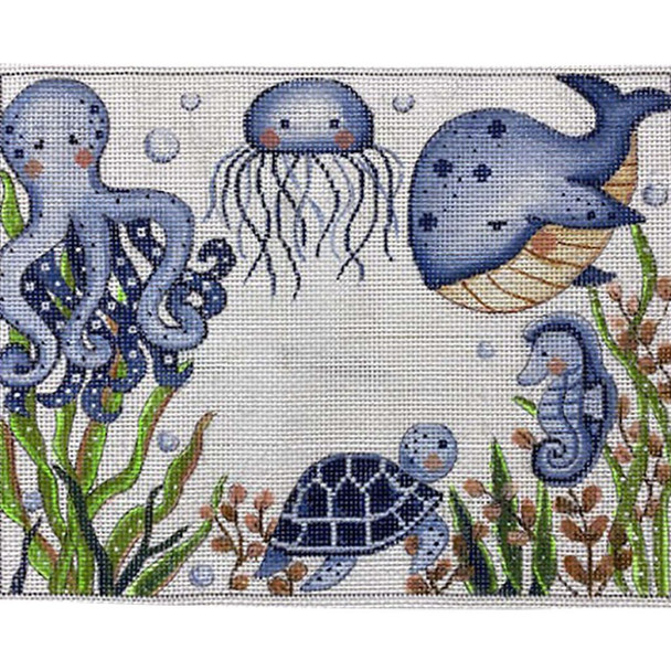 3828 BLUE SEA CREATURES  10 x 8 13 Mesh Alice Peterson Designs