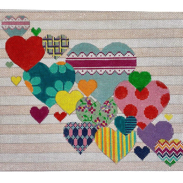 4315 HEARTS COLLAGE WITH STRIPES 12 x 10  13 Mesh Alice Peterson Designs