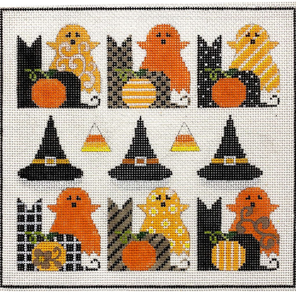 4326 GHOSTS, CATS AND PUMPKINS OH MY 9 x 9 13 Mesh Alice Peterson!