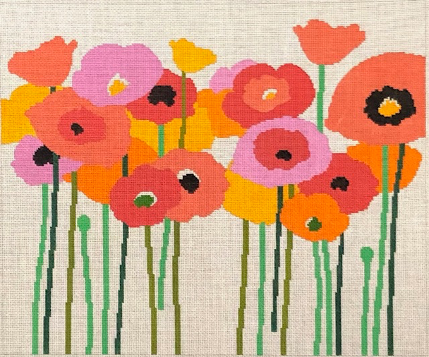 ASIT040-13 Poppies pink & orange 13X12 13 Mesh A Stitch In Time