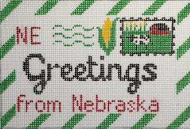 RD 367 Nebraska Letter  3.5"x5.5"  18 Mesh Rachel Donley Needlepoint Designs