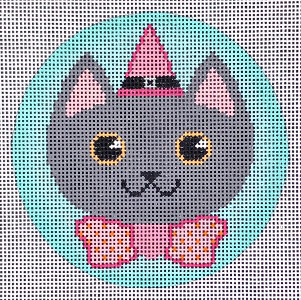 HW150D Pretty Spooky Series - Pretty Kitty 4" dia 18 Mesh EyeCandy Needleart